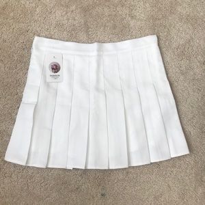 White Pleated Mini Skirt